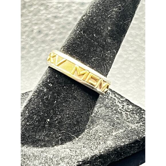 John Christian 14k G & Silver Numeros Engraved Roman Numerals Band Ring Size 6 - Picture 10 of 11